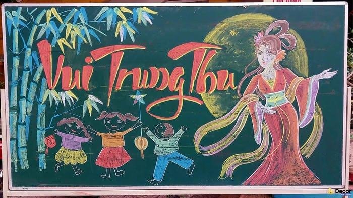 trang trí bảng trung thu với lồng đèn