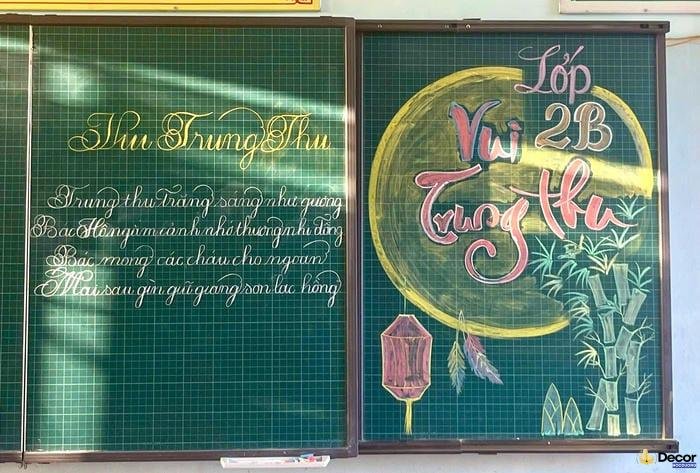 trang trí bảng trung thu với viền