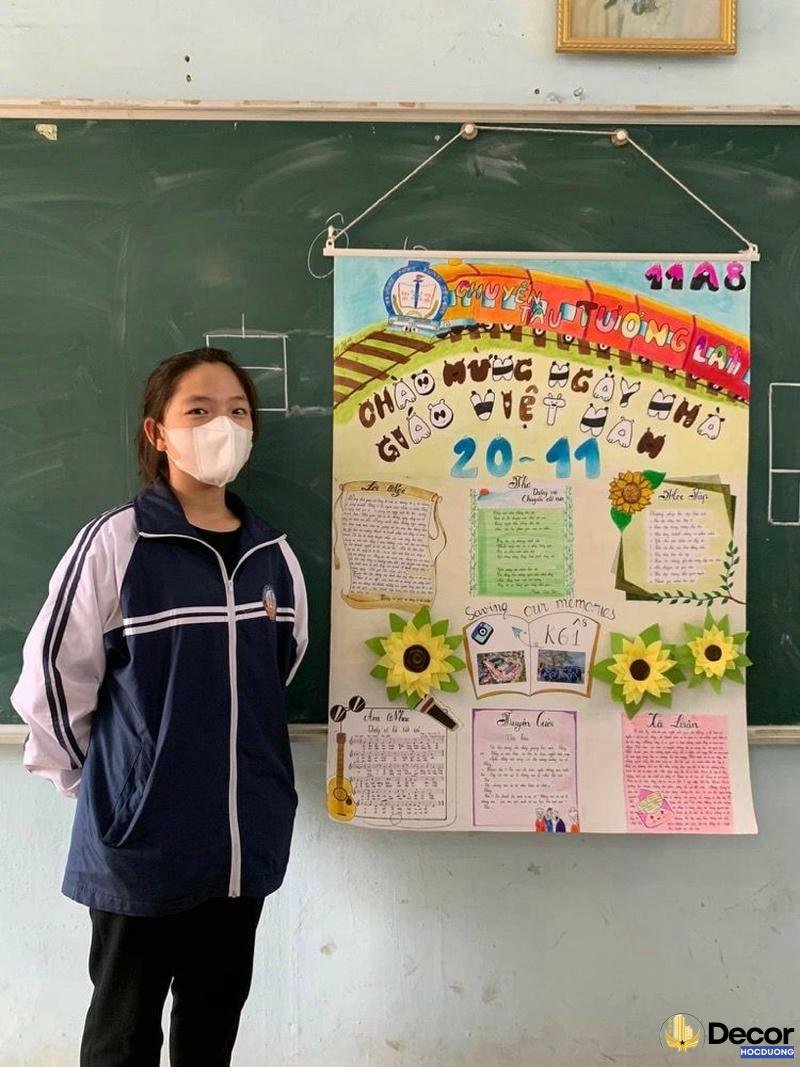 trang trí báo tường trên giấy a0 hoc sinh