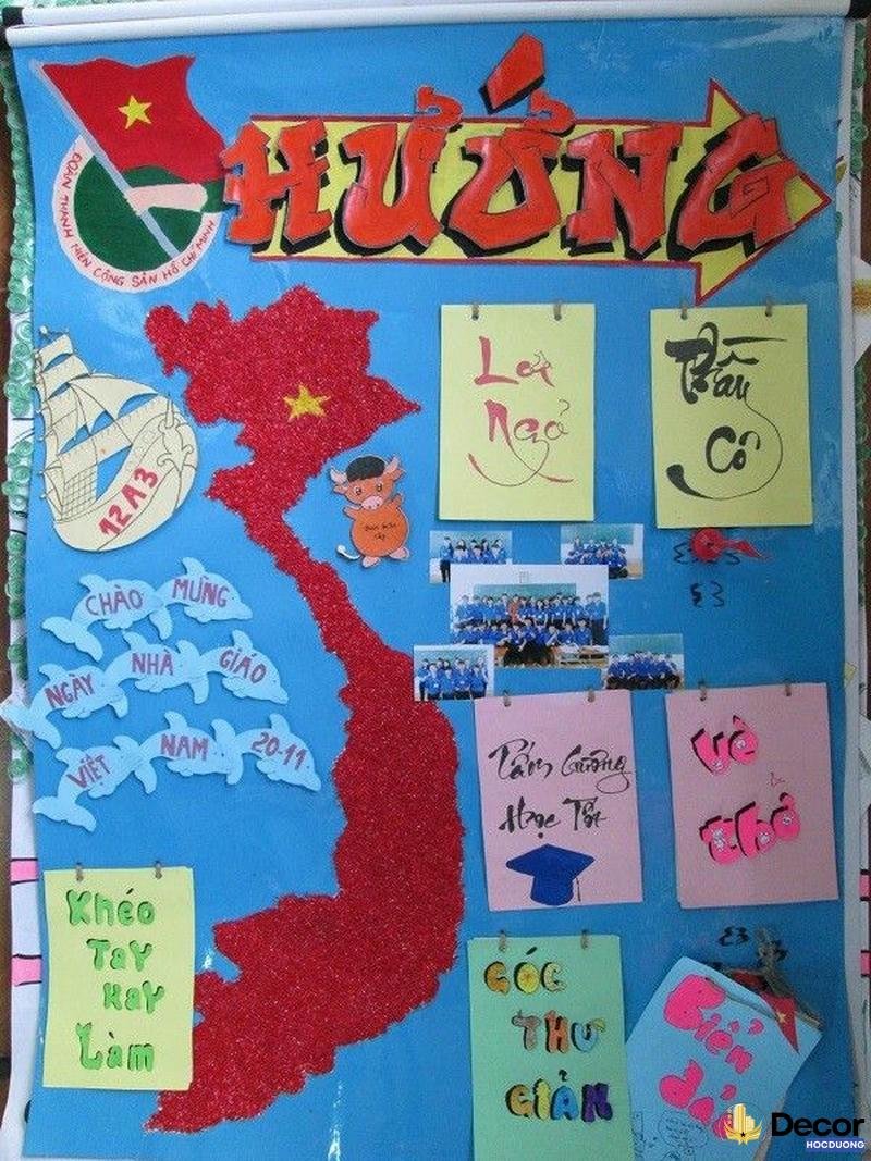 trang trí báo tường trên giấy a0 yêu nước