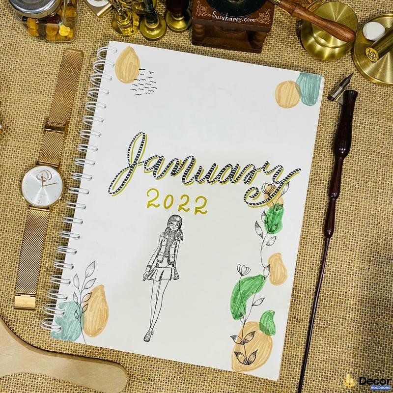 trang trí bìa vở nhiều chữ