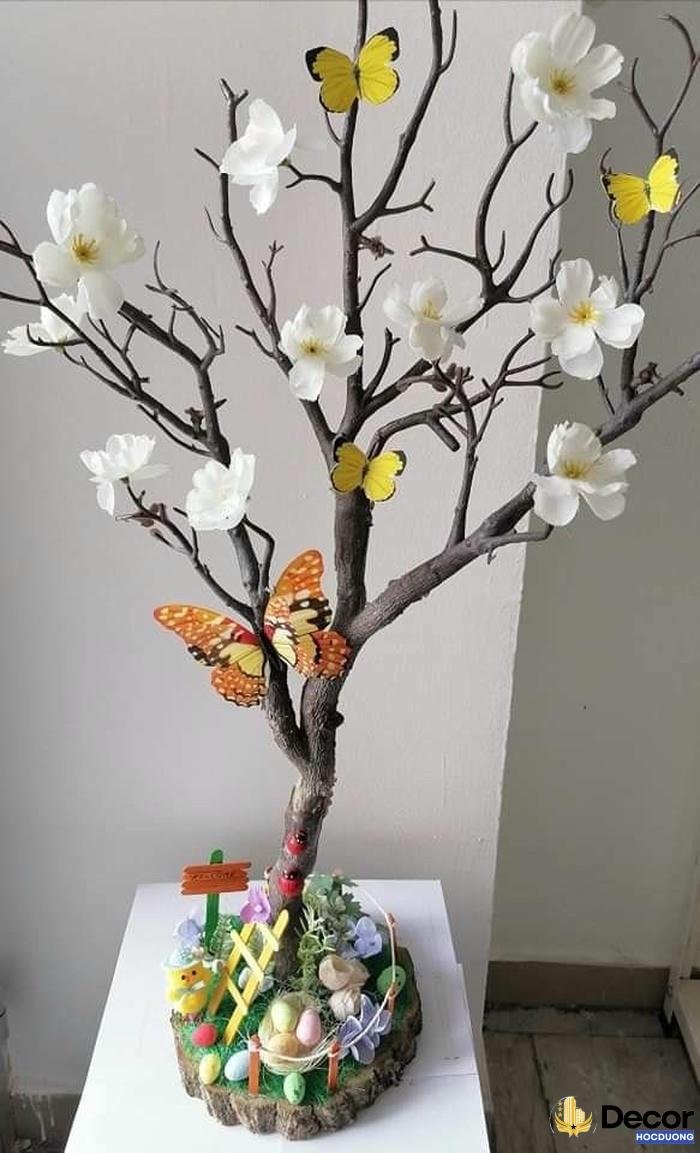 trang trí cây giả không gian sống