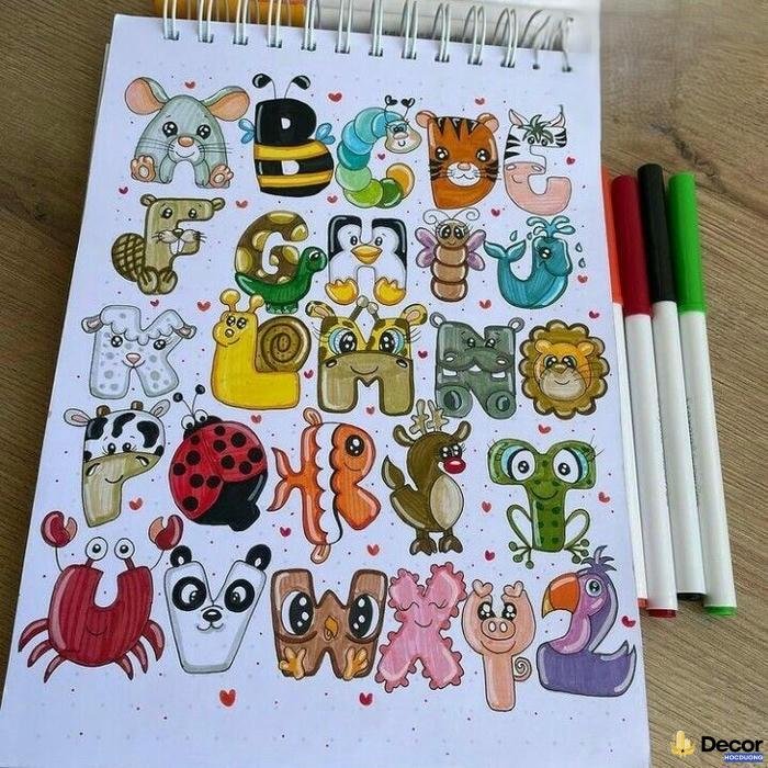 trang trí chữ cái hoạt hình