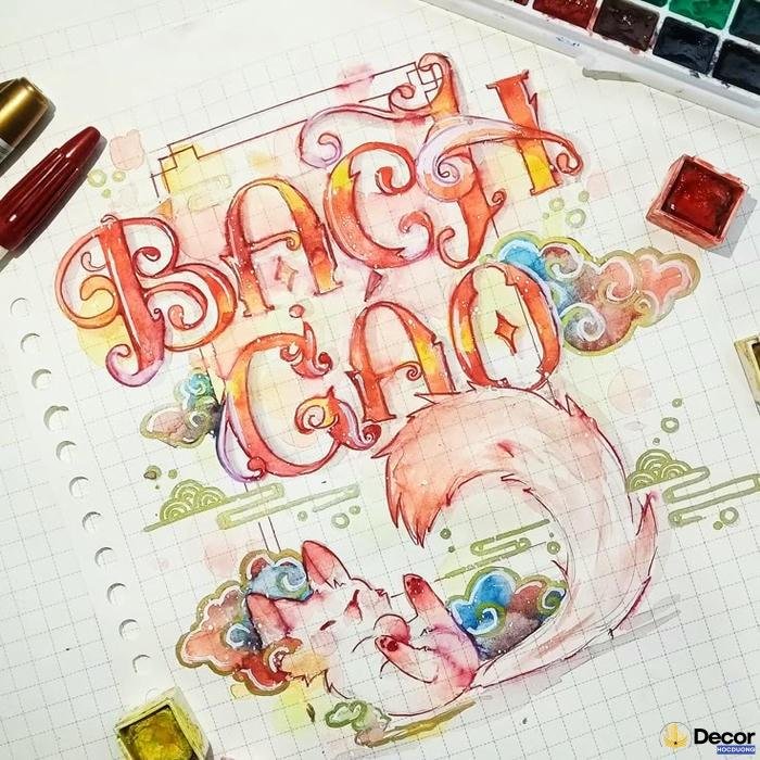 trang trí chữ màu sáng