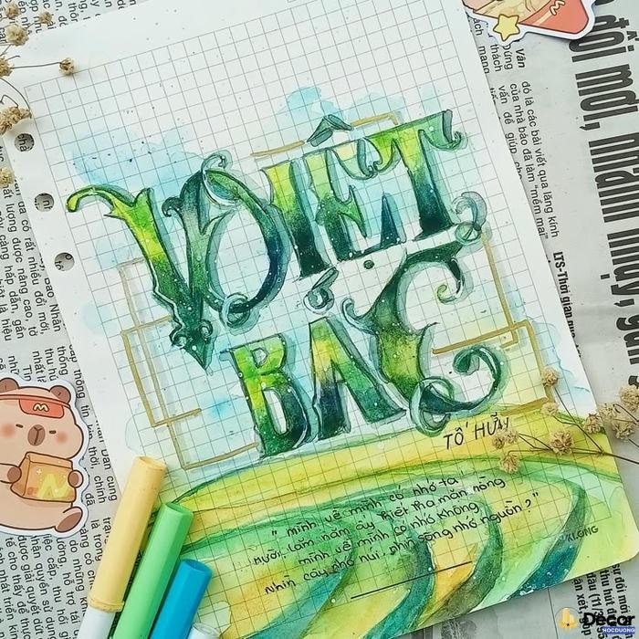 trang trí chữ màu xanh