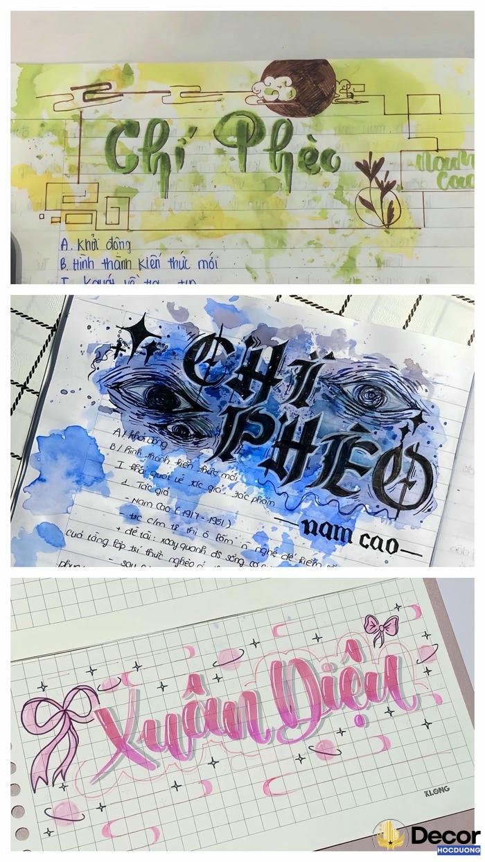 trang trí chữ nhiều màu