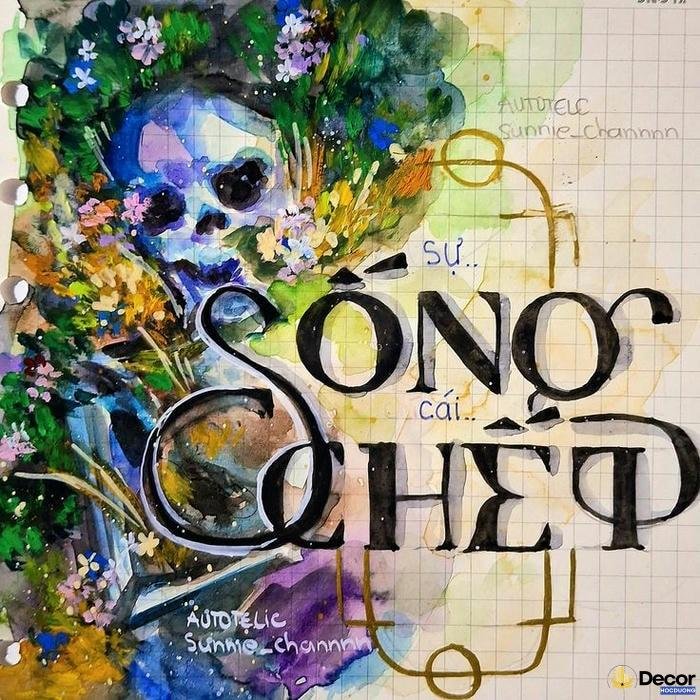 trang trí chữ sống đẹp