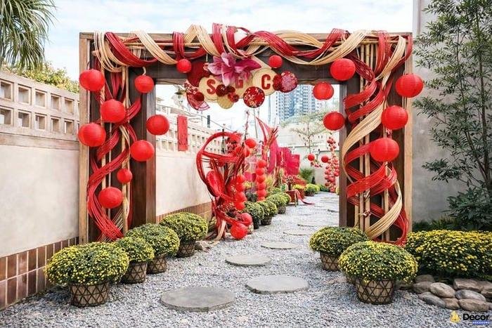 trang trí cổng tết đón xuân
