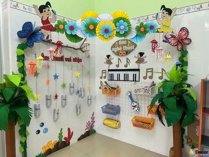 trang trí cửa lớp mầm non steam