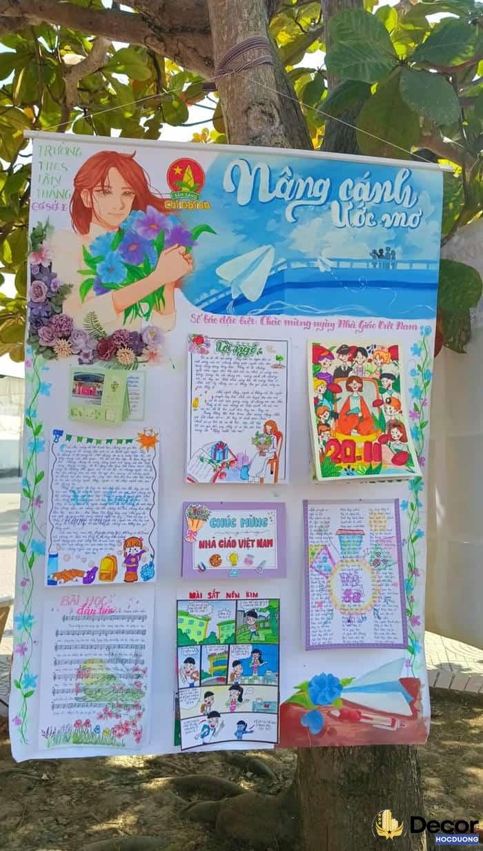 trang trí đầu báo tường bằng chữ đẹp