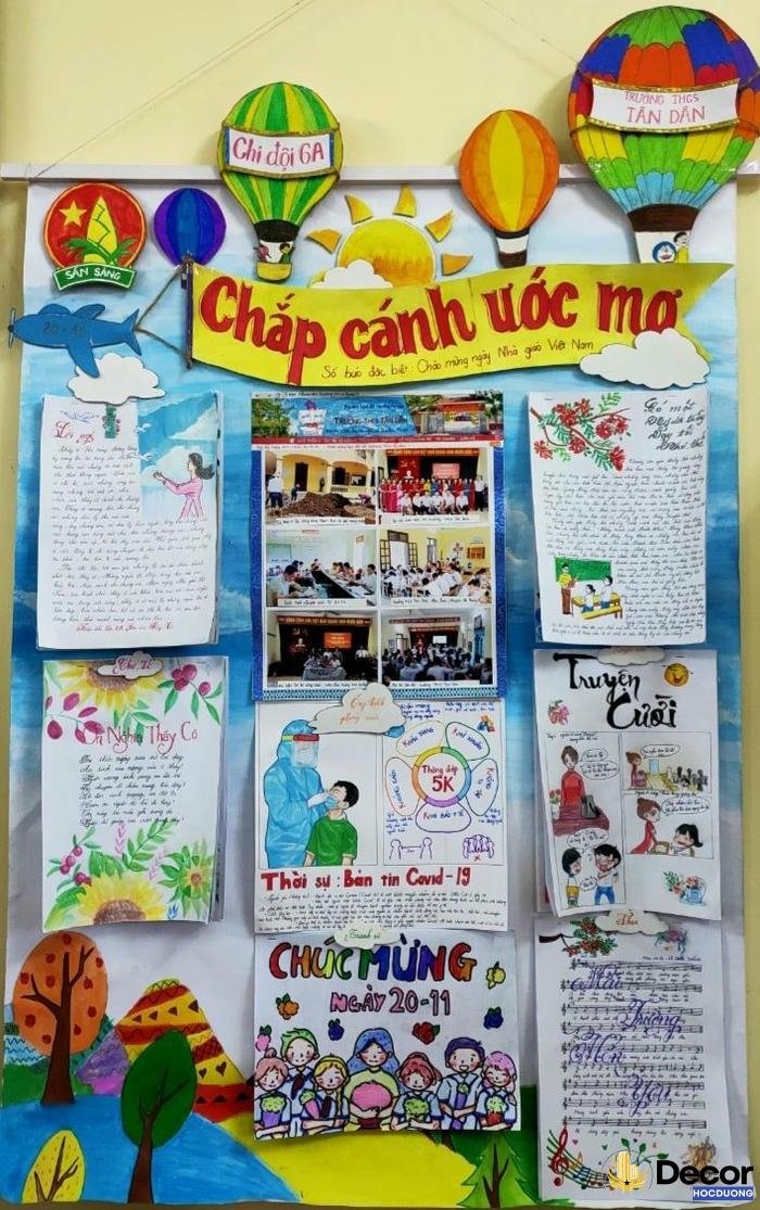 trang trí đầu báo tường cho lớp học