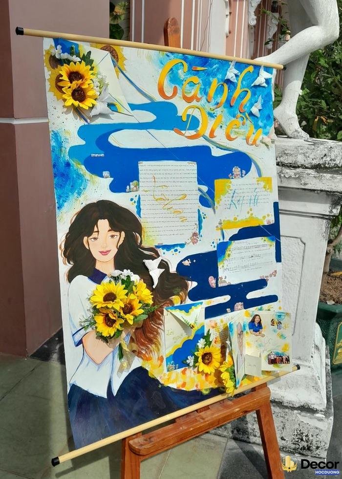 trang trí đầu báo tường hoa