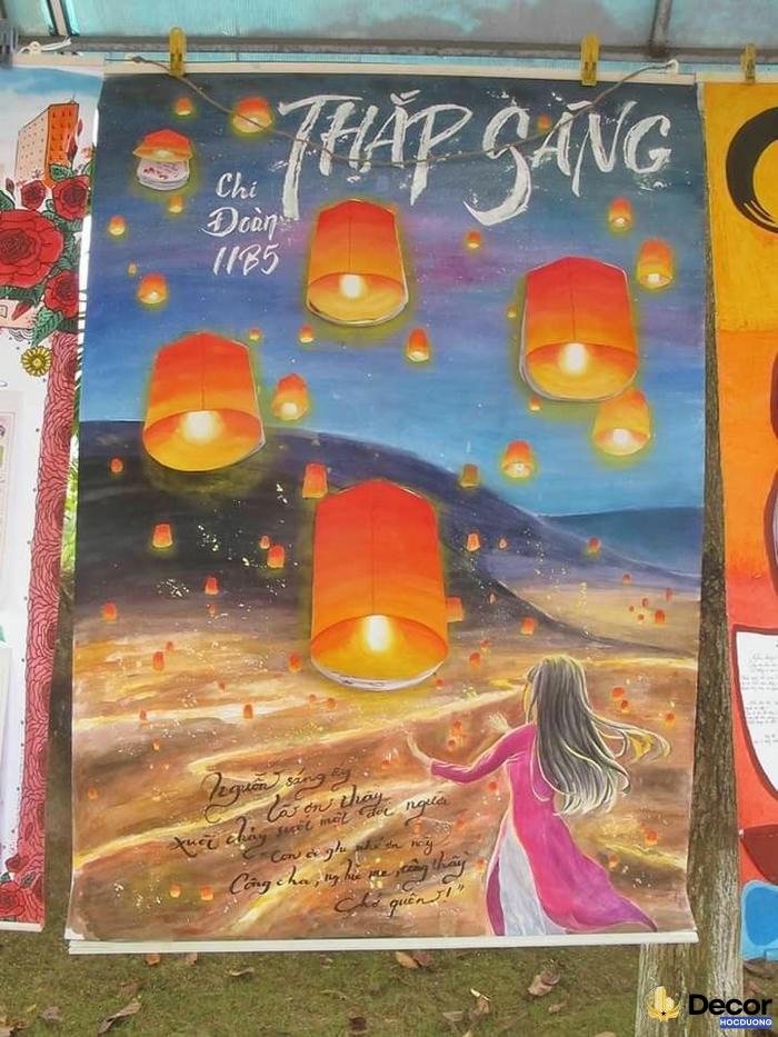 trang trí đầu báo tường