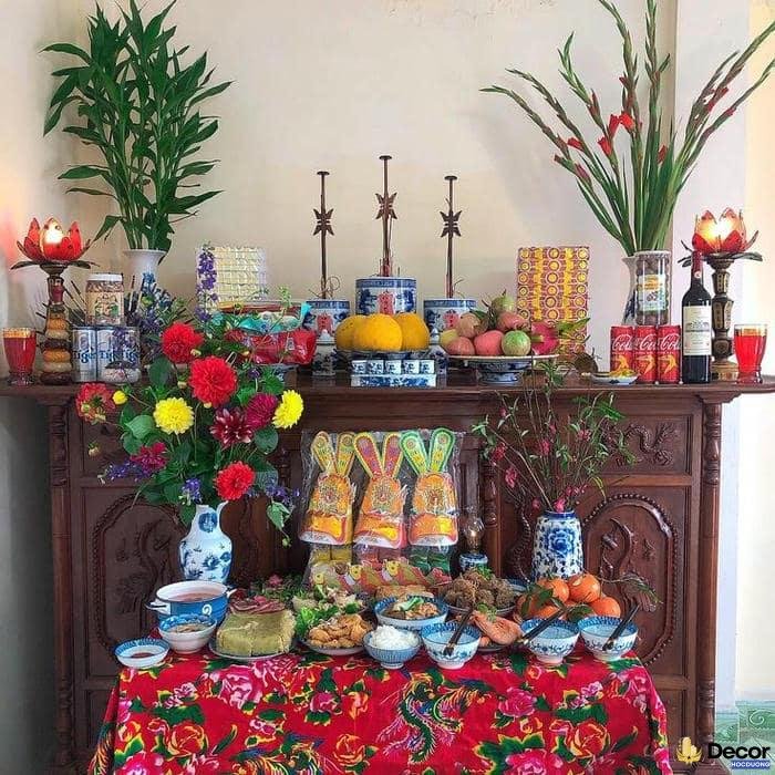 trang trí gia tiên có bàn thờ hiện đại