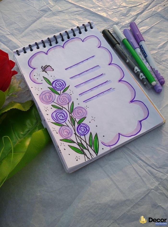 trang trí giấy a4 cute màu tím