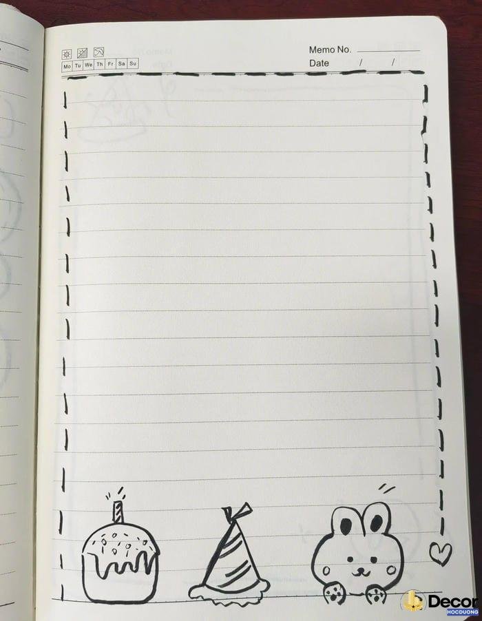 trang trí giấy a4 với viền họa tiết