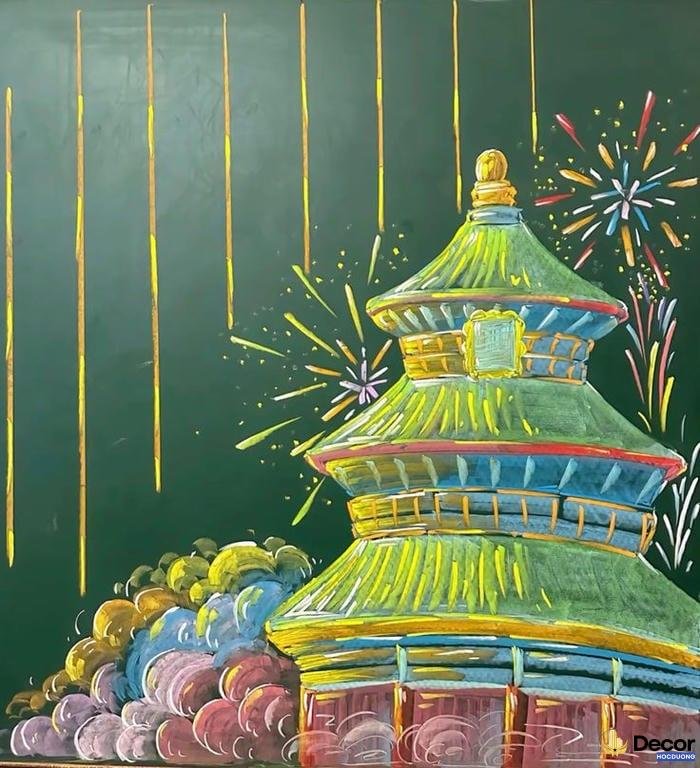 trang trí góc bảng lớp bằng giấy màu