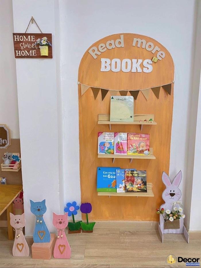 trang trí góc đọc sách ở lớp