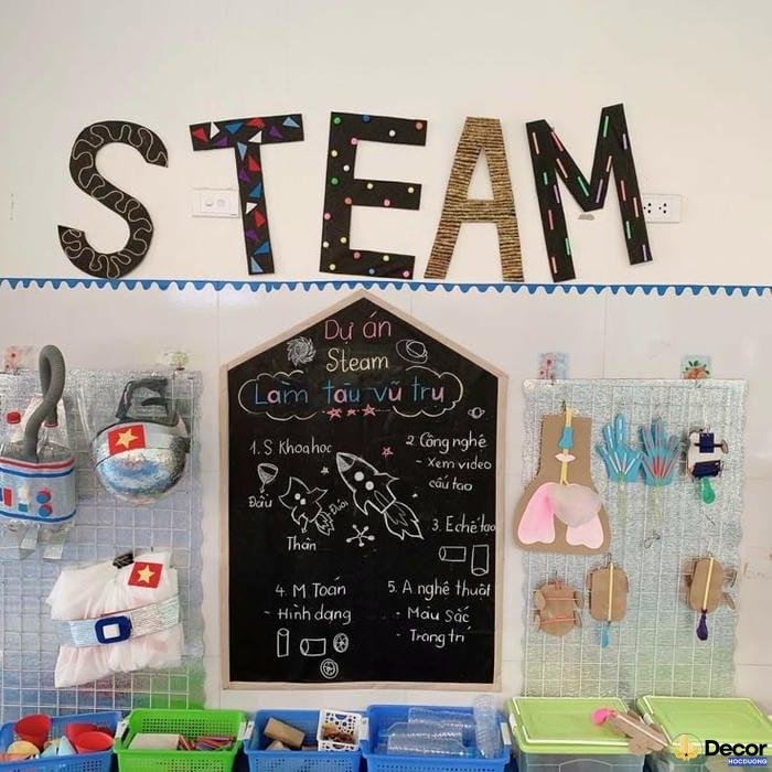 trang trí góc steam mầm non cho bé ba tuổi