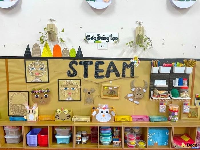 trang trí góc steam mầm non đẹp mắt