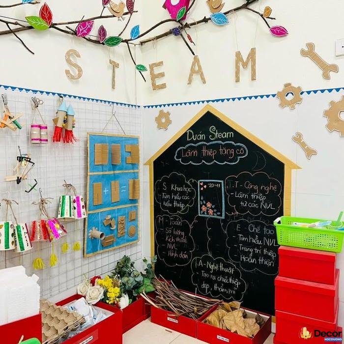 trang trí góc steam mầm non đơn giản