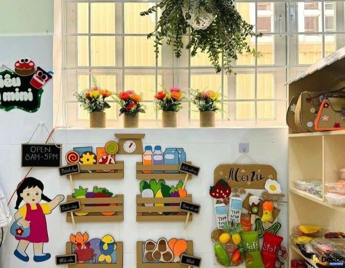 trang trí góc steam mầm non với màu sắc