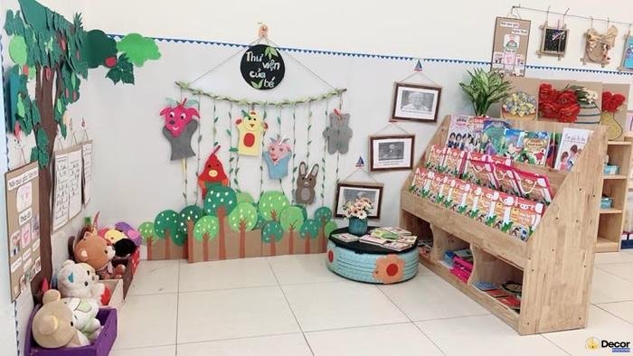 trang trí góc thư viện lớp học