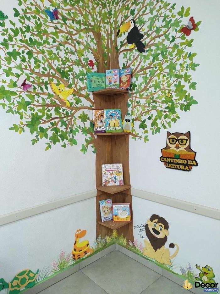 trang trí góc thư viện lớp học