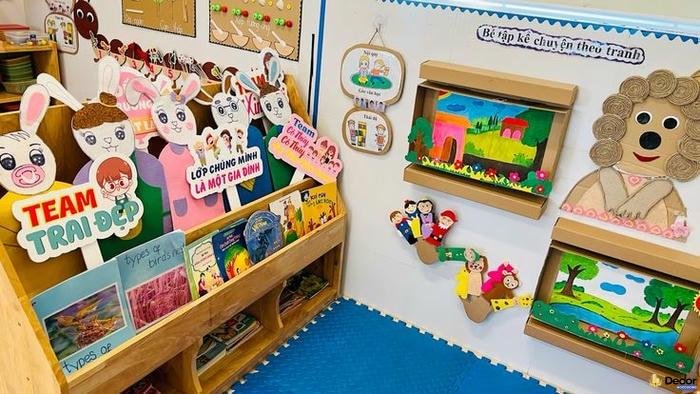 trang trí góc thư viện mầm non