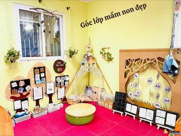 trang trí góc thư viện trường mầm non