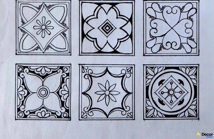 trang trí hình vuông đối xứng cổ điển