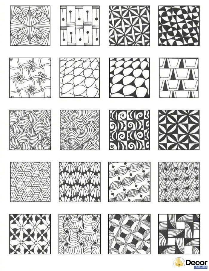 trang trí hình vuông đối xứng nghệ thuật