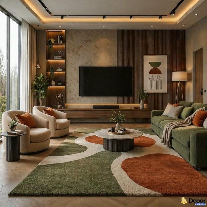 trang trí kệ tivi phòng khách chung cư