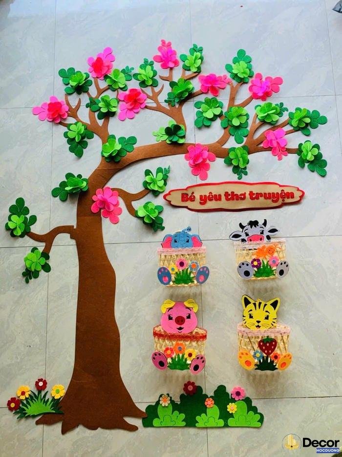 trang trí lớp học bằng cây xanh giả