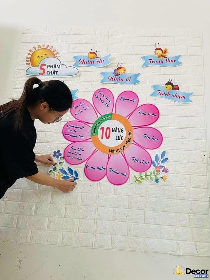 trang trí lớp học bằng hoa