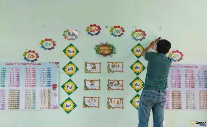 trang trí lớp học bằng vật liệu tái chế