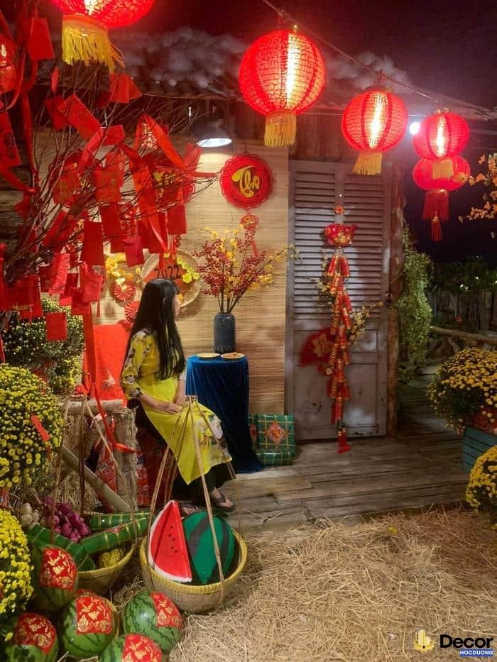 trang trí mành tết cho phòng khách