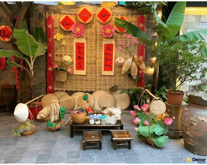 trang trí mành tết không gian ngày tết