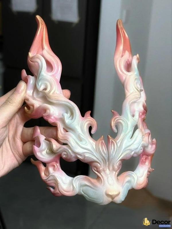 trang trí mặt nạ hồ ly lửa trắng