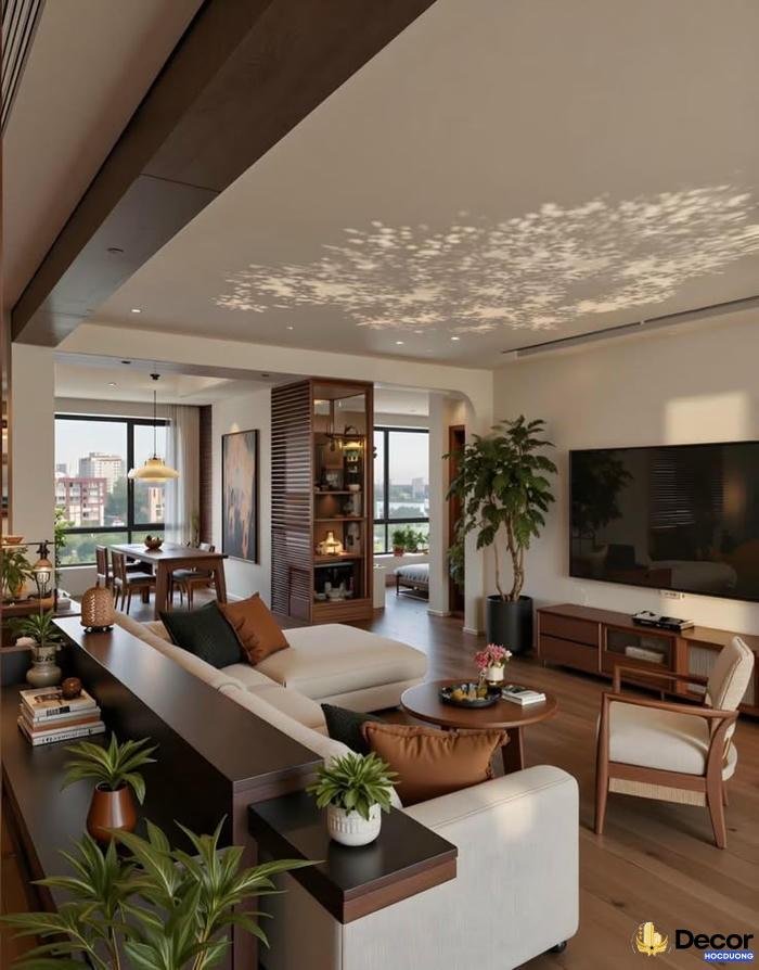 trang trí phòng khách bằng đèn trang trí