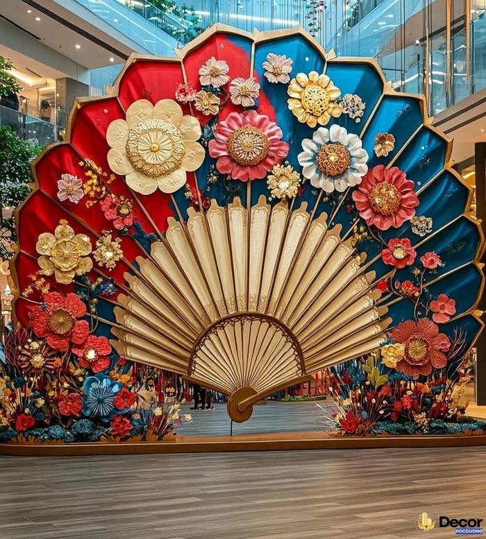 trang trí quạt hoa