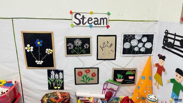 trang trí steam mầm non bằng đồ tái chế