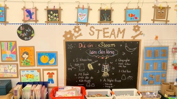trang trí steam mầm non bằng vật liệu tự nhiên