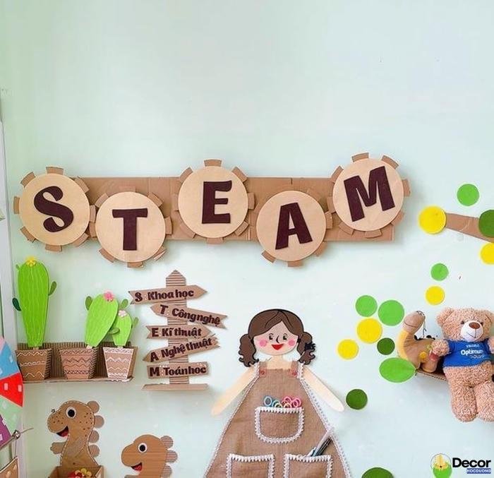 trang trí steam mầm non cây thôg