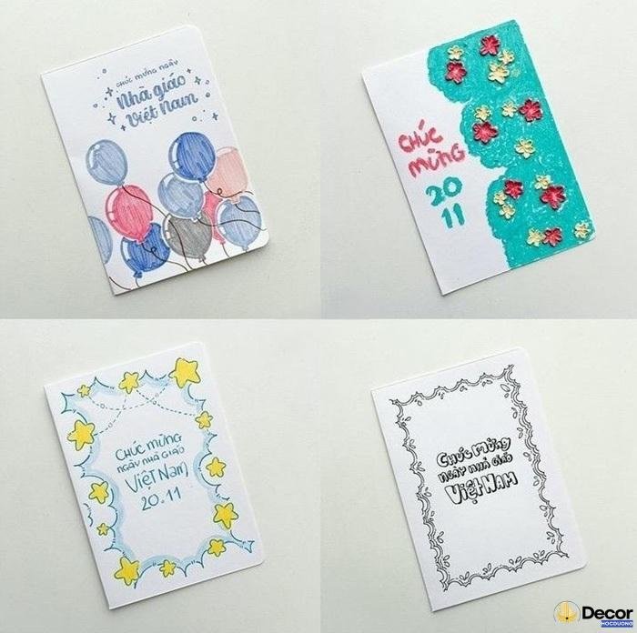 trang trí thiệp 20 tháng 11 bốn mẫu