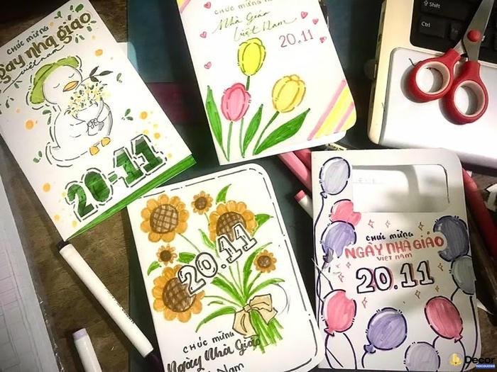 trang trí thiệp 20 tháng 11 đẹp mắt