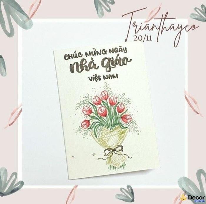 trang trí thiệp 20 tháng 11 hoa đẹp