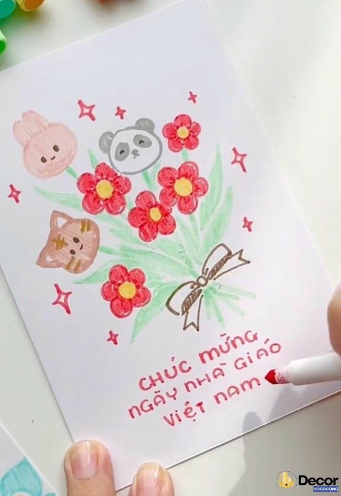 trang trí thiệp 20 tháng 11 học sinh tự làm