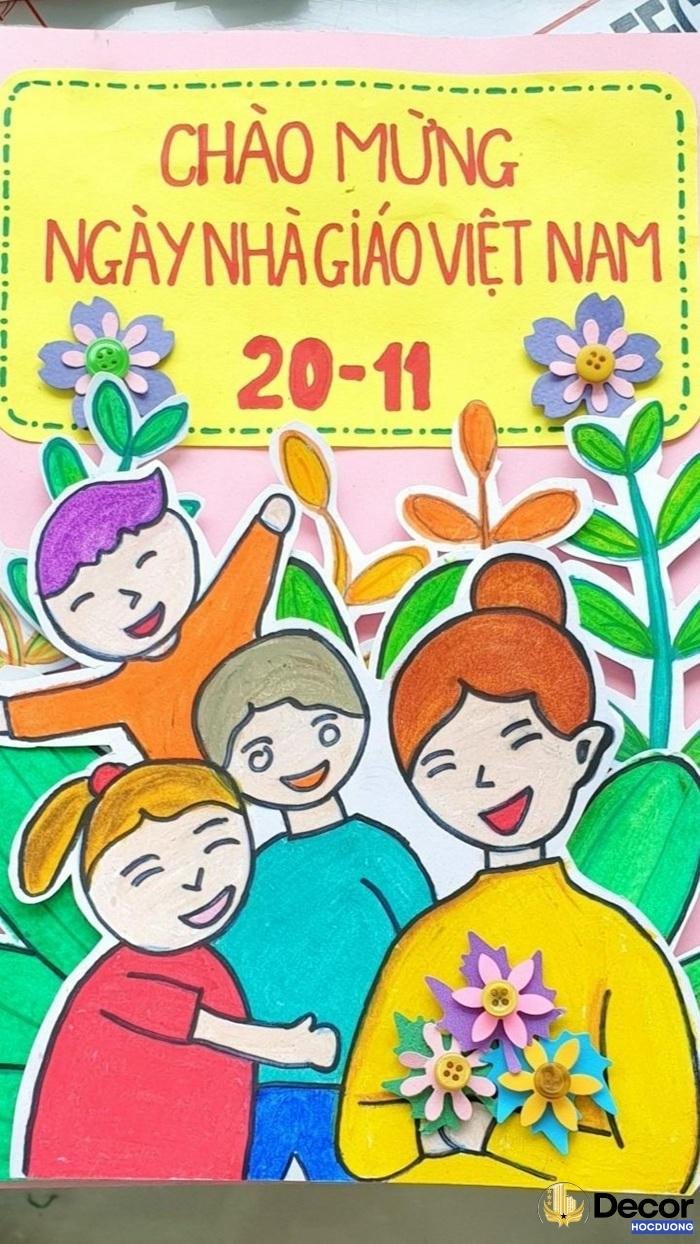 trang trí thiệp 20 tháng 11 vẽ tay