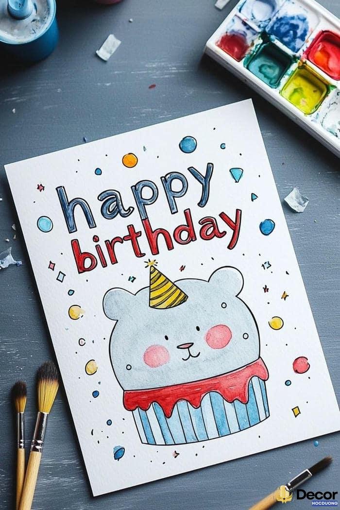 trang trí thiệp sinh nhật bằng sticker